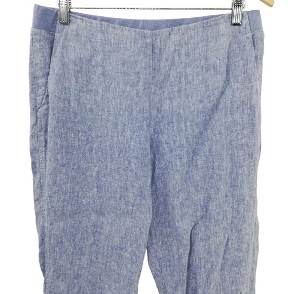 J Jill Love Linen Blue Pull On Tapered Ankle Pants Size M Pockets Lightweight - Picture 6 of 10